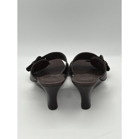 Diego Di Lucca Womens Brown Croc-Embossed Leather Slide Sandals 6.5 Made In Braz - Picture 4 of 8